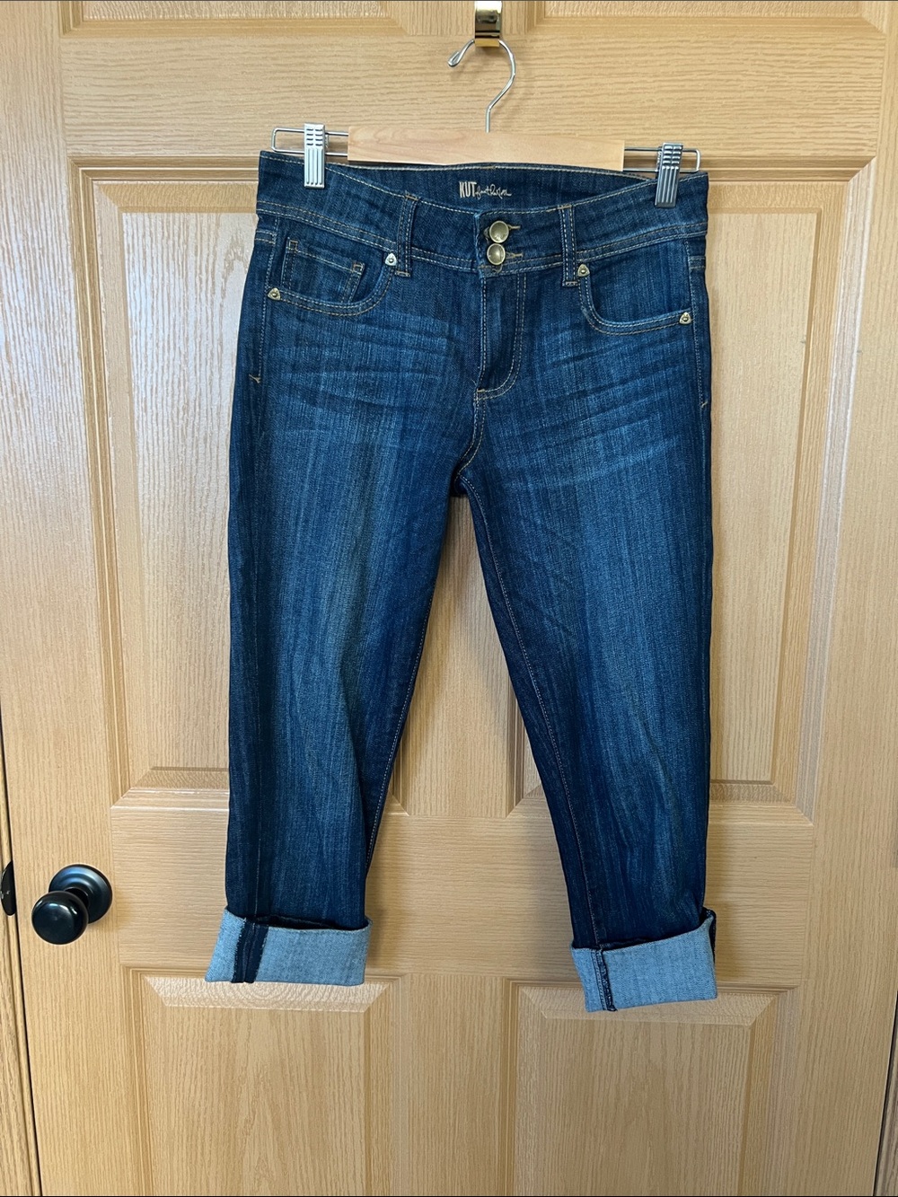 Kut from the Kloth Dark Wash Rolled-Cuff Boyfriend Jeans